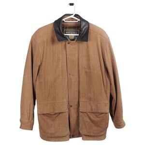 WILSONS Adventure Bound Leather Jacket Men's XL Brown Full Zip Liner Vintage